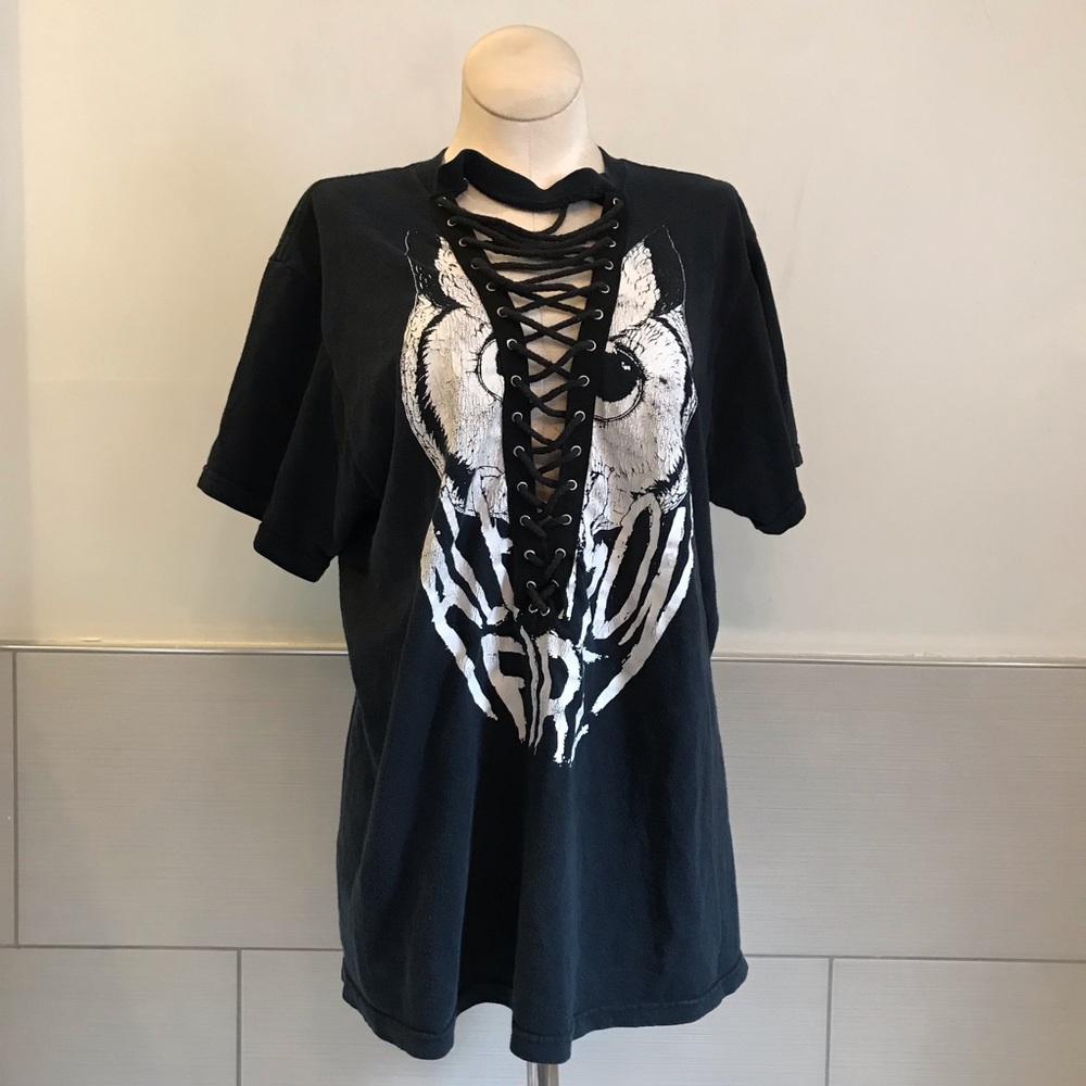 LF Furst of a Kind Owl Lace Up Top